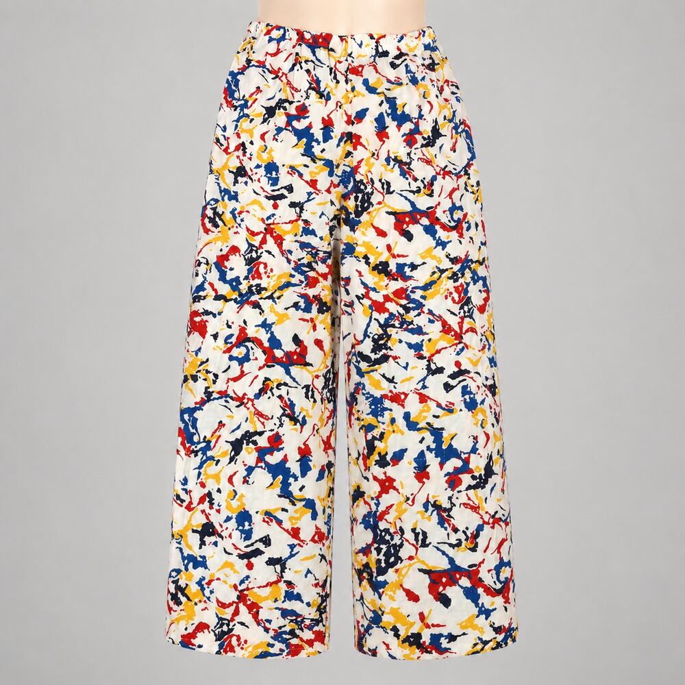 Vintage Christian Dior Abstract Print Lounge Pants Women’s 42(L) White Wide Leg